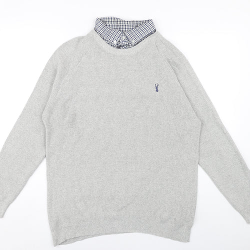 Next Men's XL Grey Pullover Jumper Crew Neck Cotton