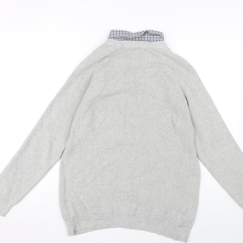 Next Men's XL Grey Pullover Jumper Crew Neck Cotton