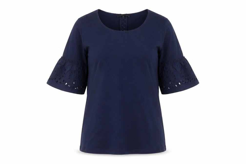 Front view of Next Women's Blue Bell Sleeve Cotton Blouse, size 10