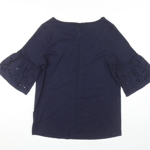 Next Women's Blue Bell Sleeve Cotton Blouse Size 10