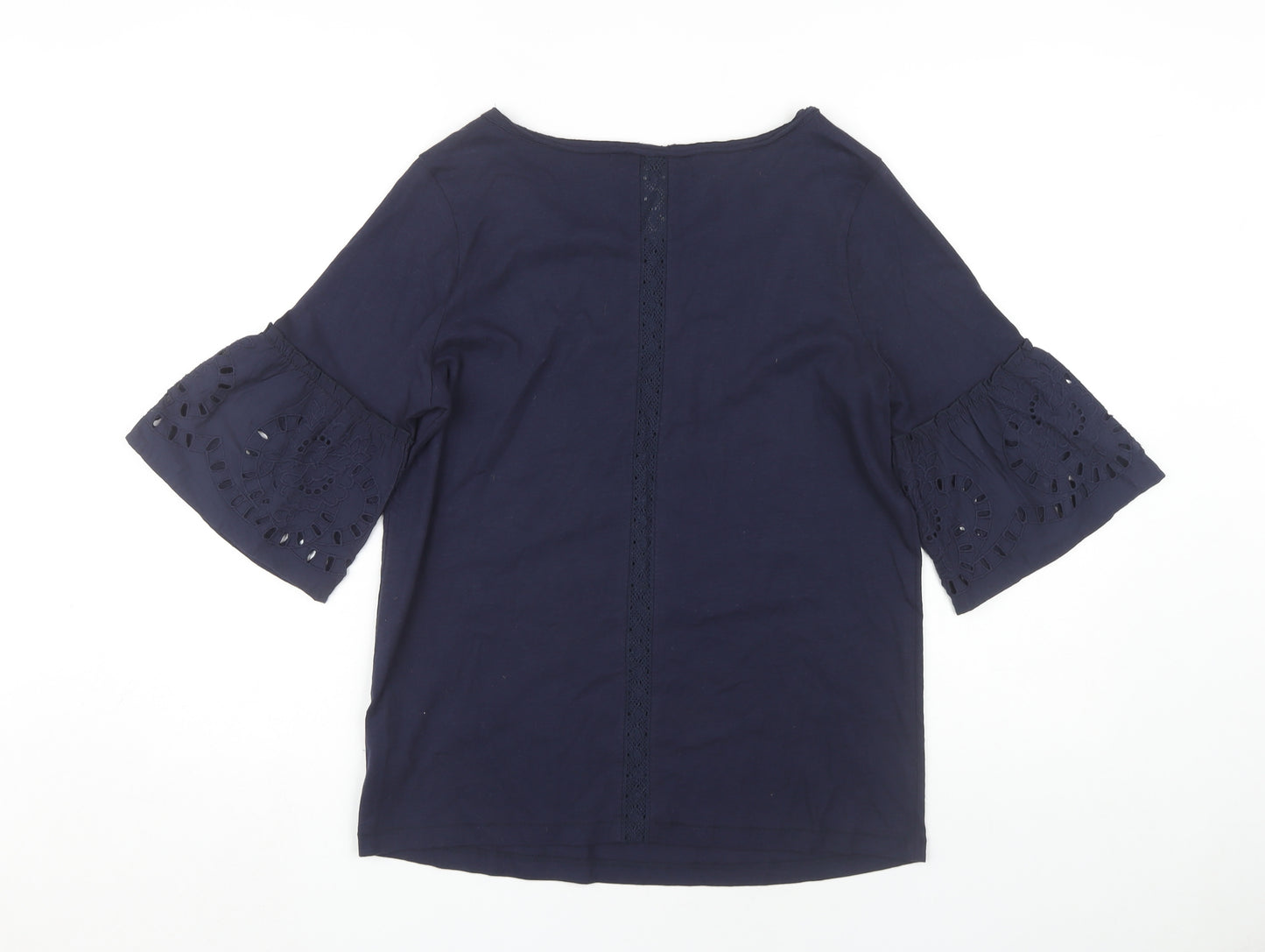 Next Women's Blue Bell Sleeve Cotton Blouse Size 10