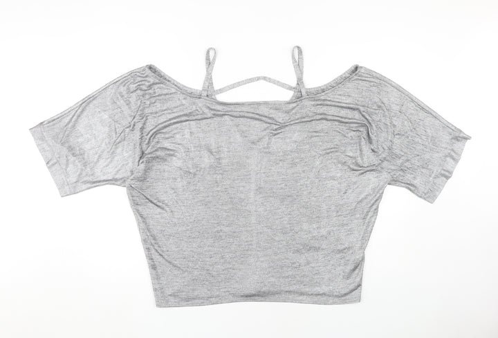 Dorothy Perkins Grey Women's V-Neck Top Size 16