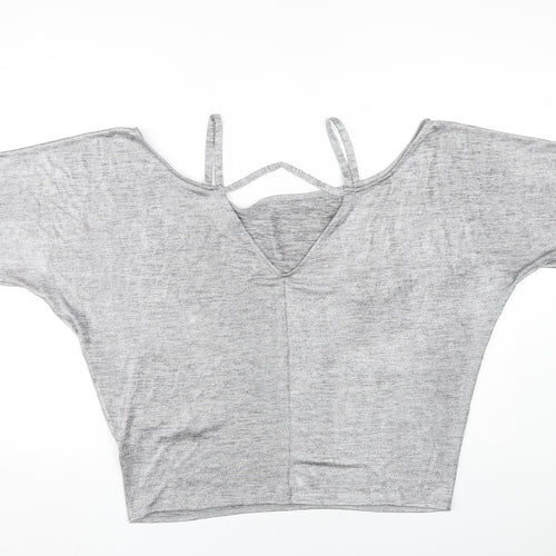 Dorothy Perkins Grey Women's V-Neck Top Size 16
