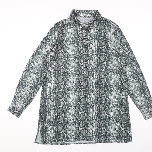 NA-KD Women's Grey Snake Print Tunic Shirt 10