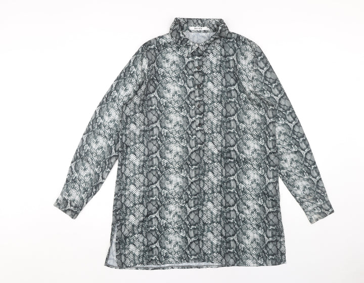 NA-KD Women's Grey Snake Print Tunic Shirt 10