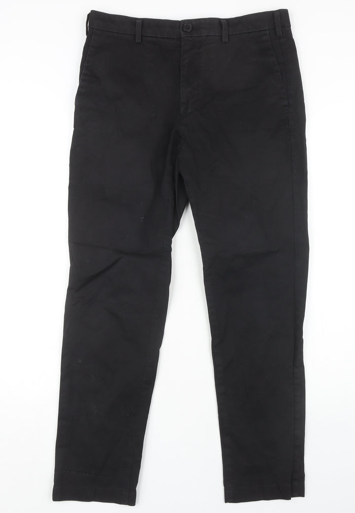 Uniqlo Black Chino Trousers, Size 30, Mid Rise