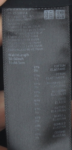 Uniqlo Black Chino Trousers, Size 30, Mid Rise