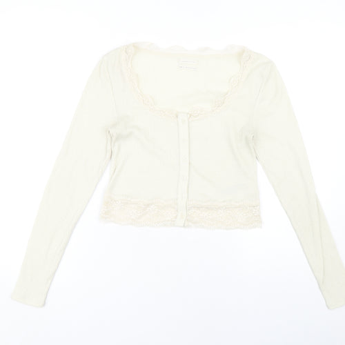 Urban Outfitters Women's Beige Cropped Jersey Blouse M