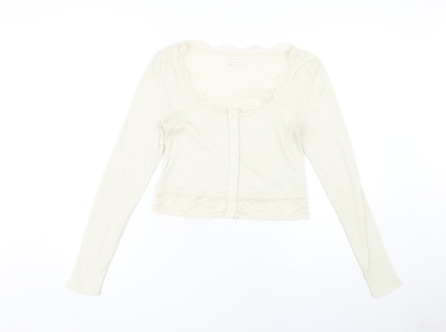Urban Outfitters Women's Beige Cropped Jersey Blouse M