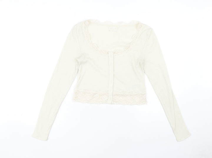 Urban Outfitters Women's Beige Cropped Jersey Blouse M