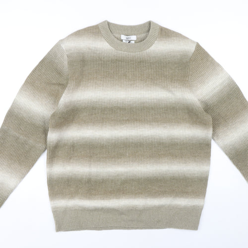 Marks and Spencer Men’s Beige Striped Knit Jumper L