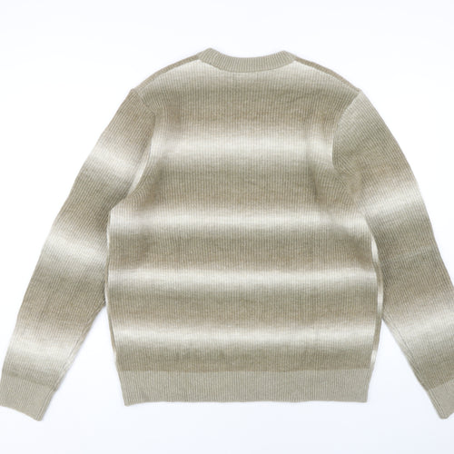 Marks and Spencer Men’s Beige Striped Knit Jumper L