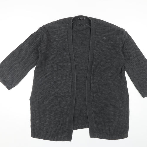 Mango Women's Grey Open Front Cardigan, Size S, Chunky Knit