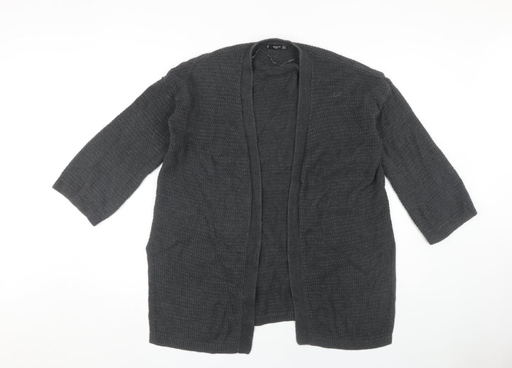 Mango Women's Grey Open Front Cardigan, Size S, Chunky Knit