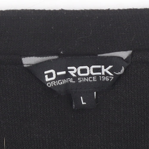 D-Rock Men's Black Cardigan L Button V-Neck Knit