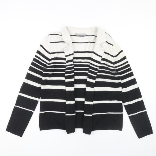 Marks and Spencer Women's Black Striped Open Front Cardigan Size 14