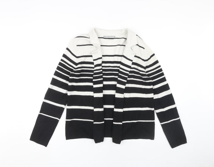 Marks and Spencer Women's Black Striped Open Front Cardigan Size 14