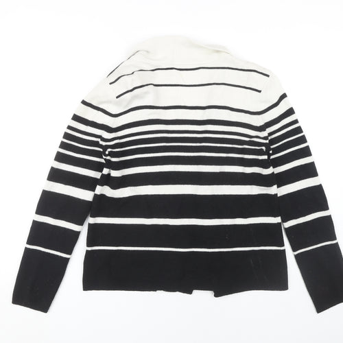 Marks and Spencer Women's Black Striped Open Front Cardigan Size 14