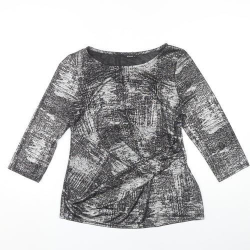 Roman Women's Black Geometric 3/4 Sleeve Top Size 14