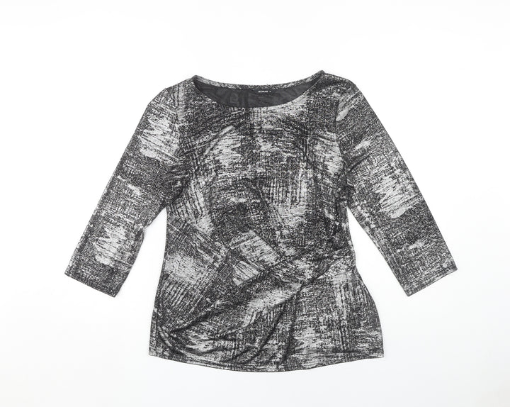 Roman Women's Black Geometric 3/4 Sleeve Top Size 14