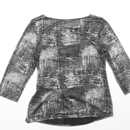 Roman Women's Black Geometric 3/4 Sleeve Top Size 14