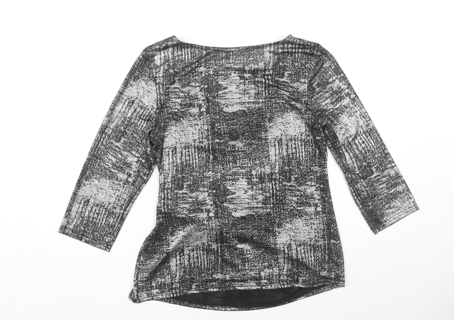 Roman Women's Black Geometric 3/4 Sleeve Top Size 14