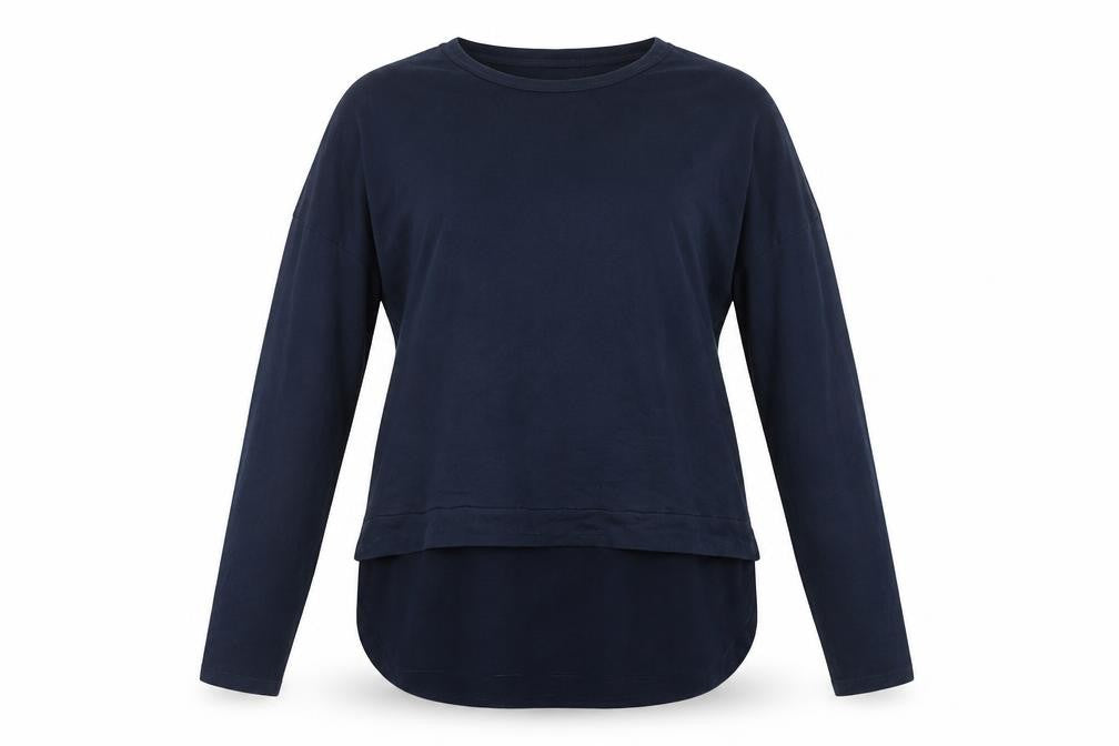 Front view of Warehouse Women's Blue Long Sleeve Top, size 12