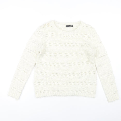 Quiz Women's White Open-Knit Pullover Jumper S