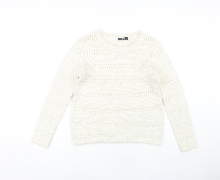 Quiz Women's White Open-Knit Pullover Jumper S