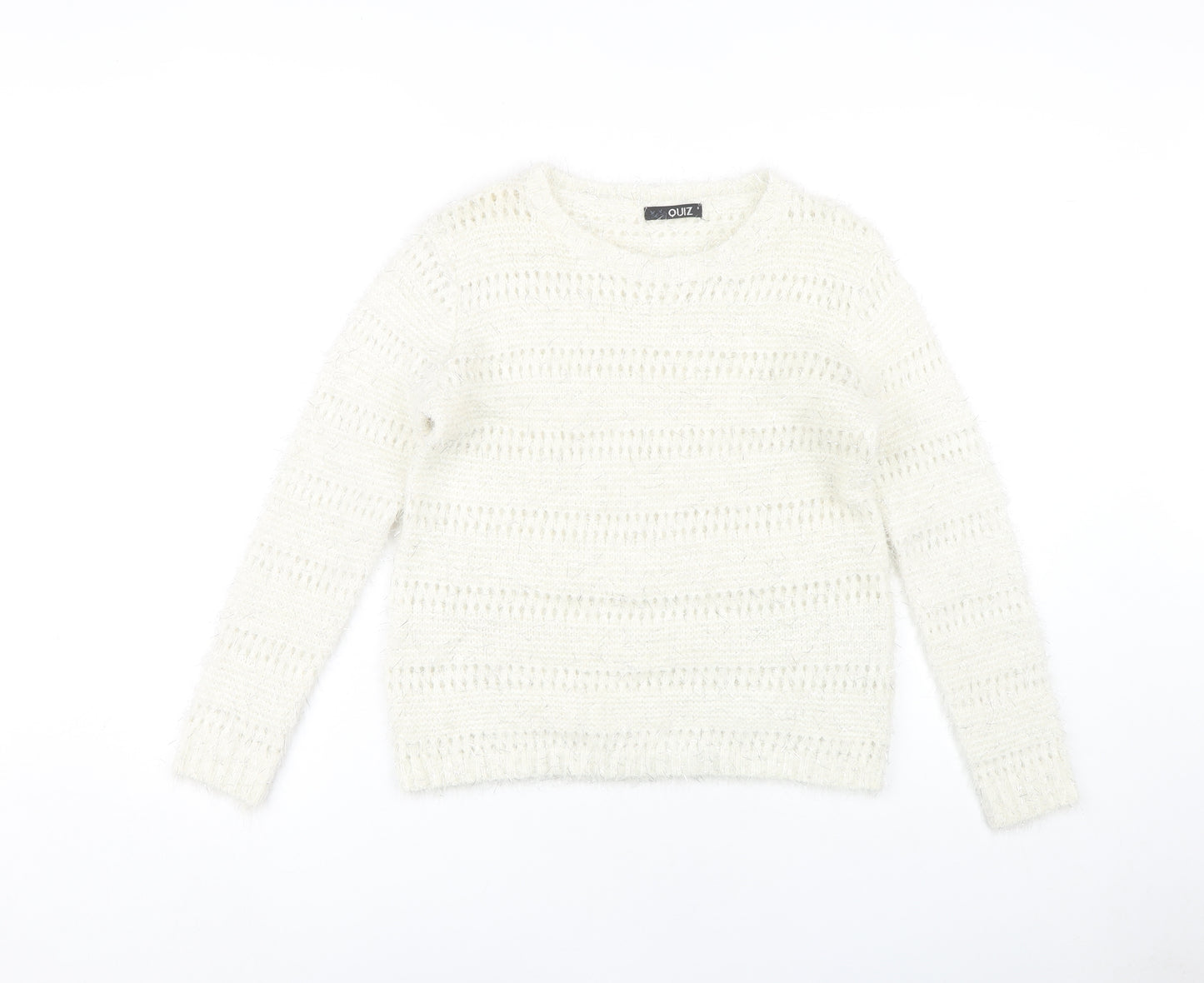 Quiz Women's White Open-Knit Pullover Jumper S