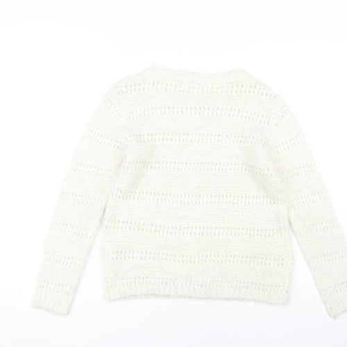 Quiz Women's White Open-Knit Pullover Jumper S