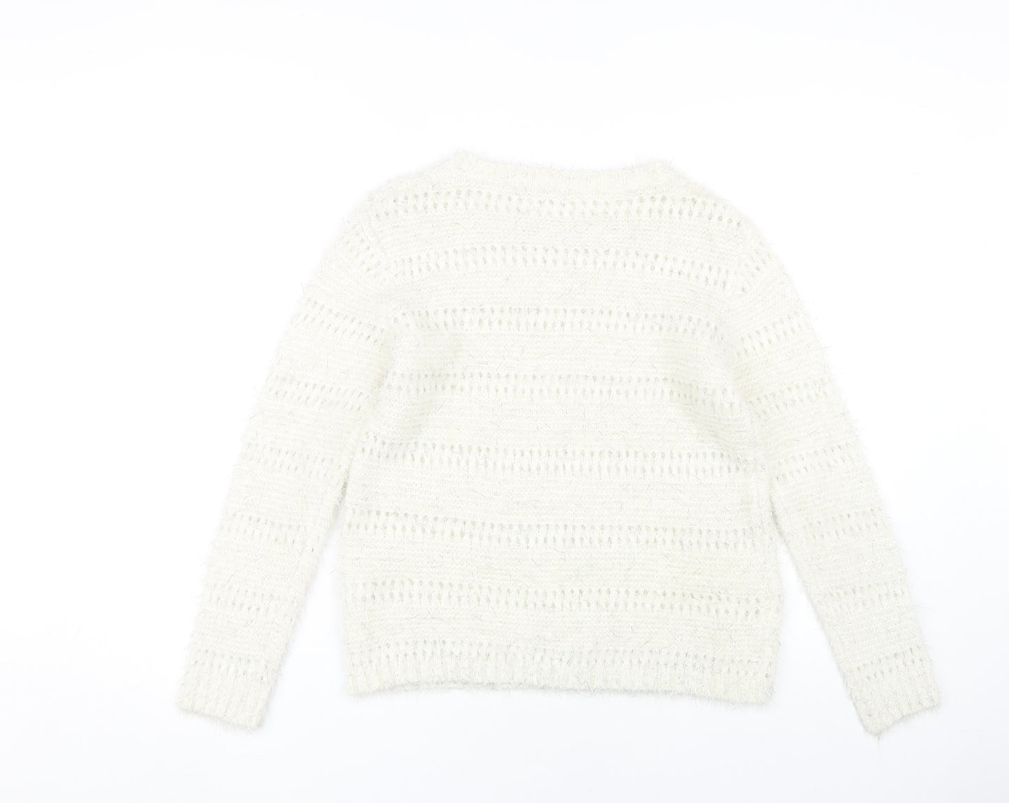 Quiz Women's White Open-Knit Pullover Jumper S