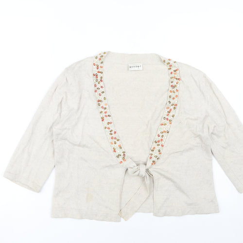 Minuet Women Beige Beaded Cardigan Size 14