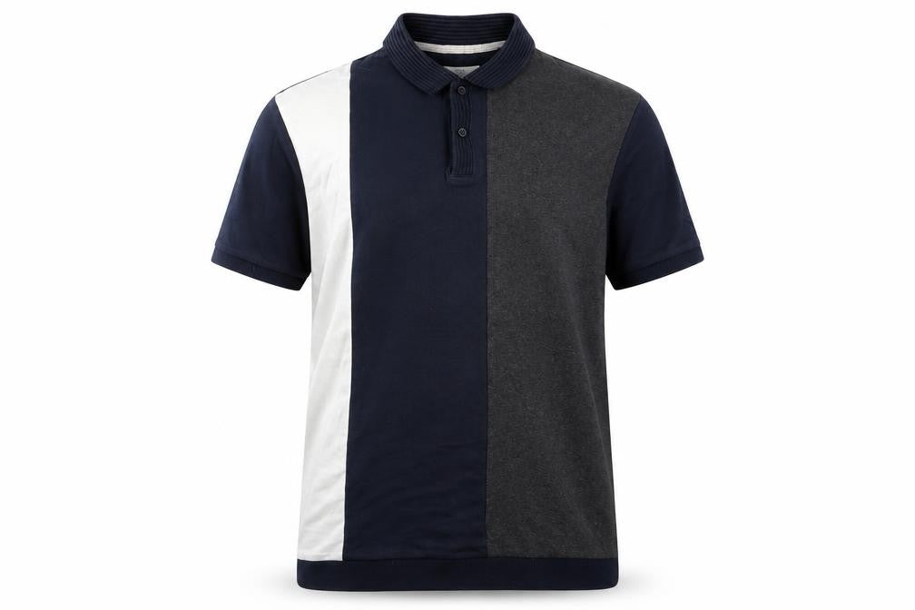 Front view of Next men’s multicoloured polo, l, colourblock, cotton