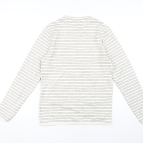 Next Men's Grey Striped Long Sleeve T-Shirt S