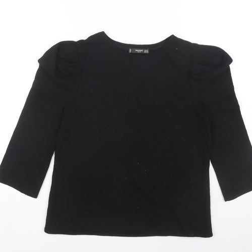 Mango Women's Black XS Puff Sleeve Basic Top
