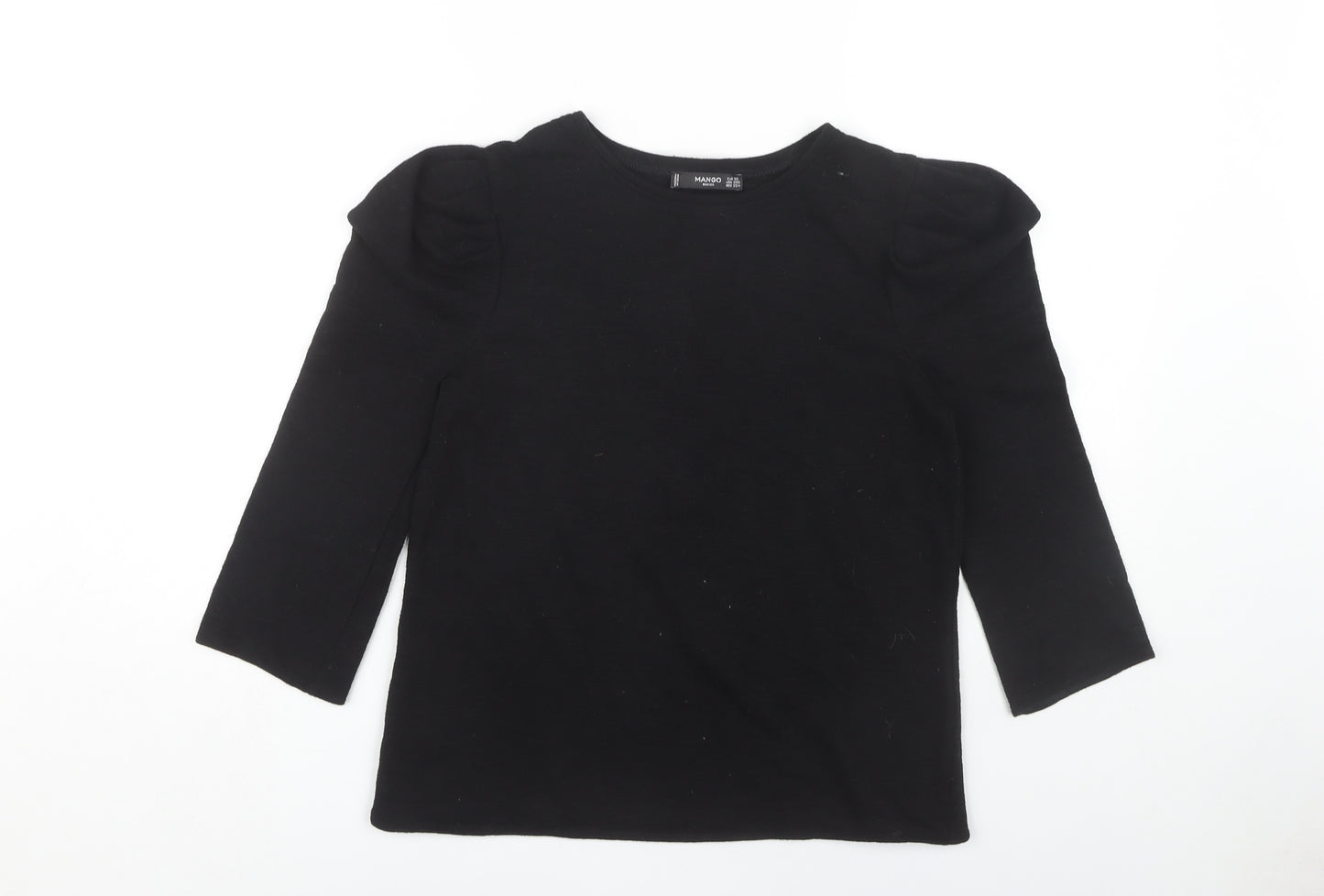 Mango Women's Black XS Puff Sleeve Basic Top