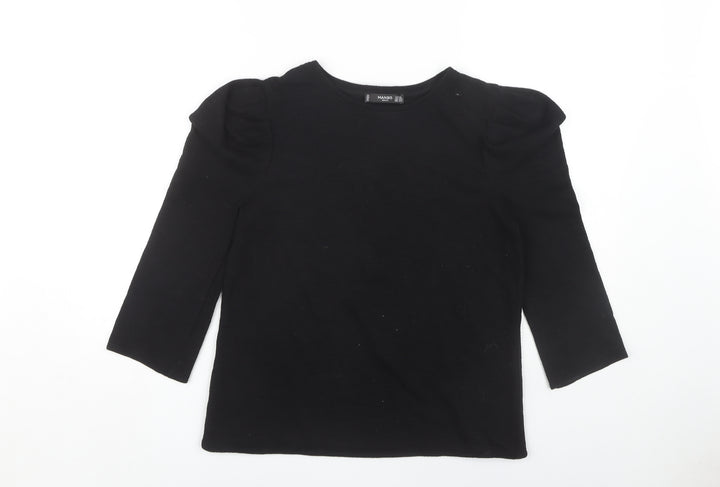 Mango Women's Black XS Puff Sleeve Basic Top