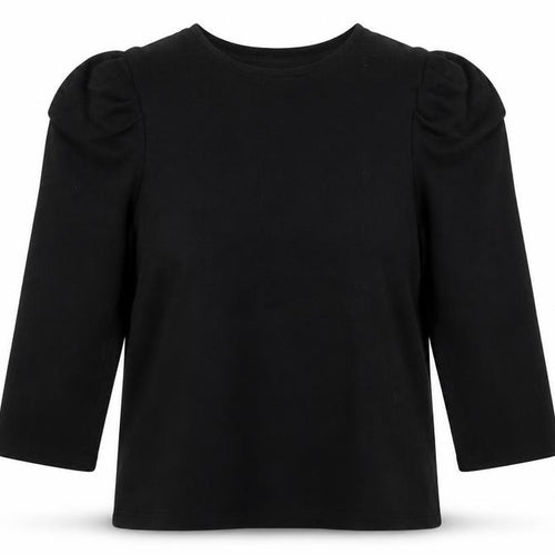 Mango Women's Black XS Puff Sleeve Basic Top