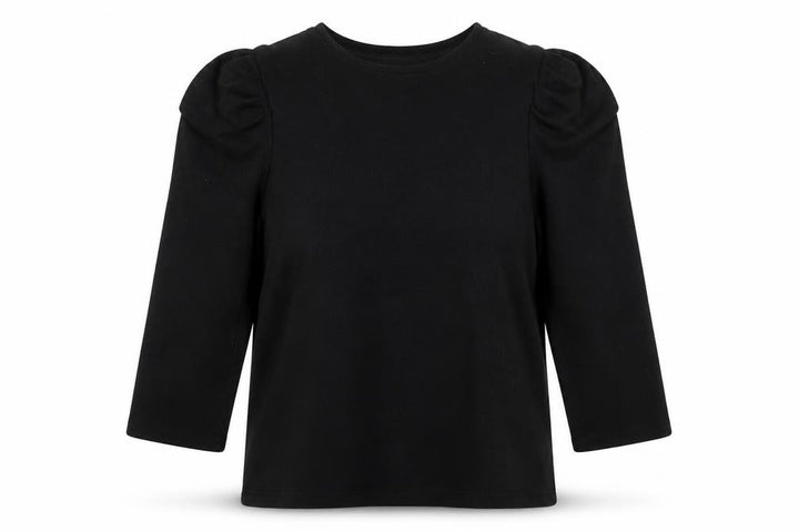 Mango Women's Black XS Puff Sleeve Basic Top