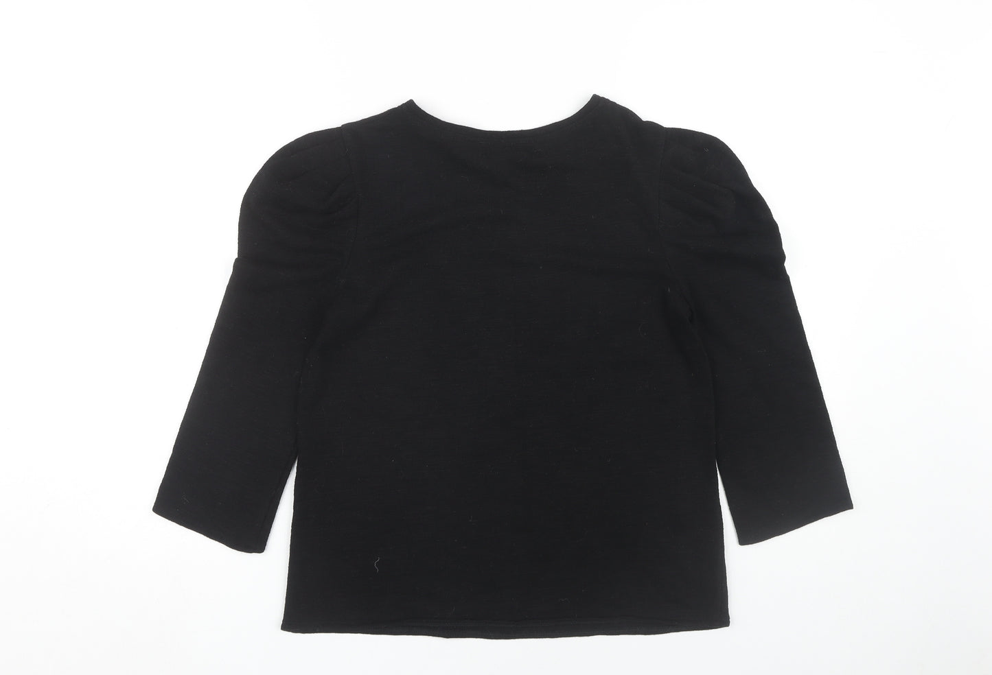 Mango Women's Black XS Puff Sleeve Basic Top
