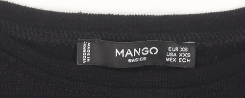 Mango Women's Black XS Puff Sleeve Basic Top
