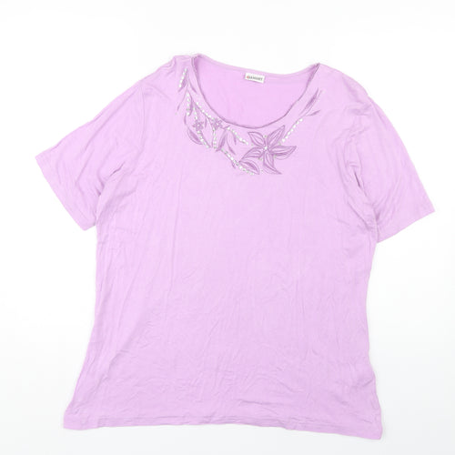 Damart Women's Purple Embroidered T-Shirt Size L