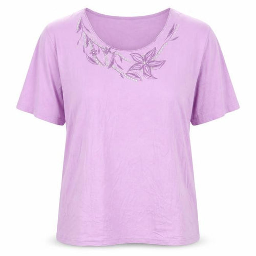 Damart Women's Purple Embroidered T-Shirt Size L