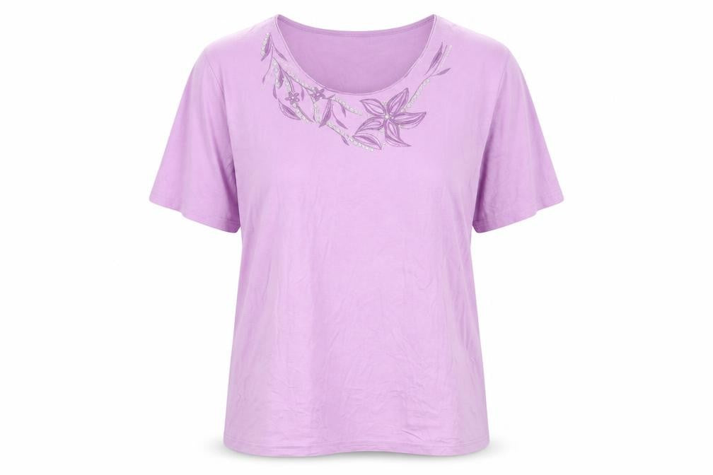 Damart Women's Purple Embroidered T-Shirt Size L