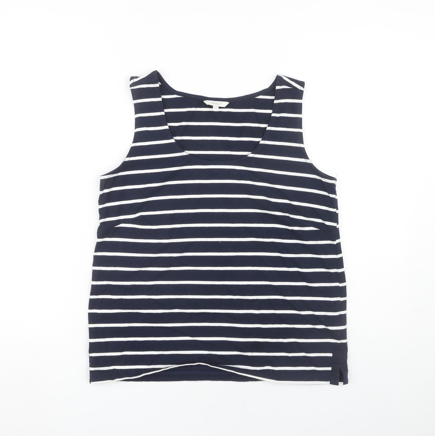 Signal Women's Blue Striped Tank Top M