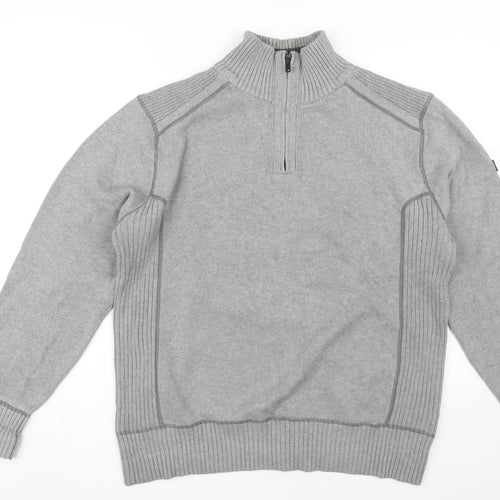 Next Men's Grey 1/4 Zip Sweater, Size L