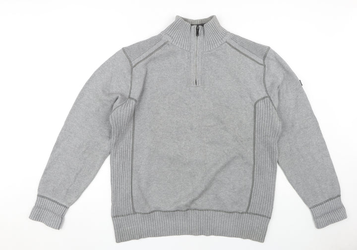 Next Men's Grey 1/4 Zip Sweater, Size L
