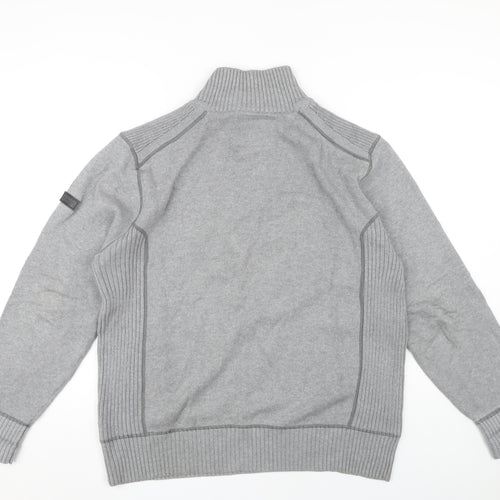 Next Men's Grey 1/4 Zip Sweater, Size L