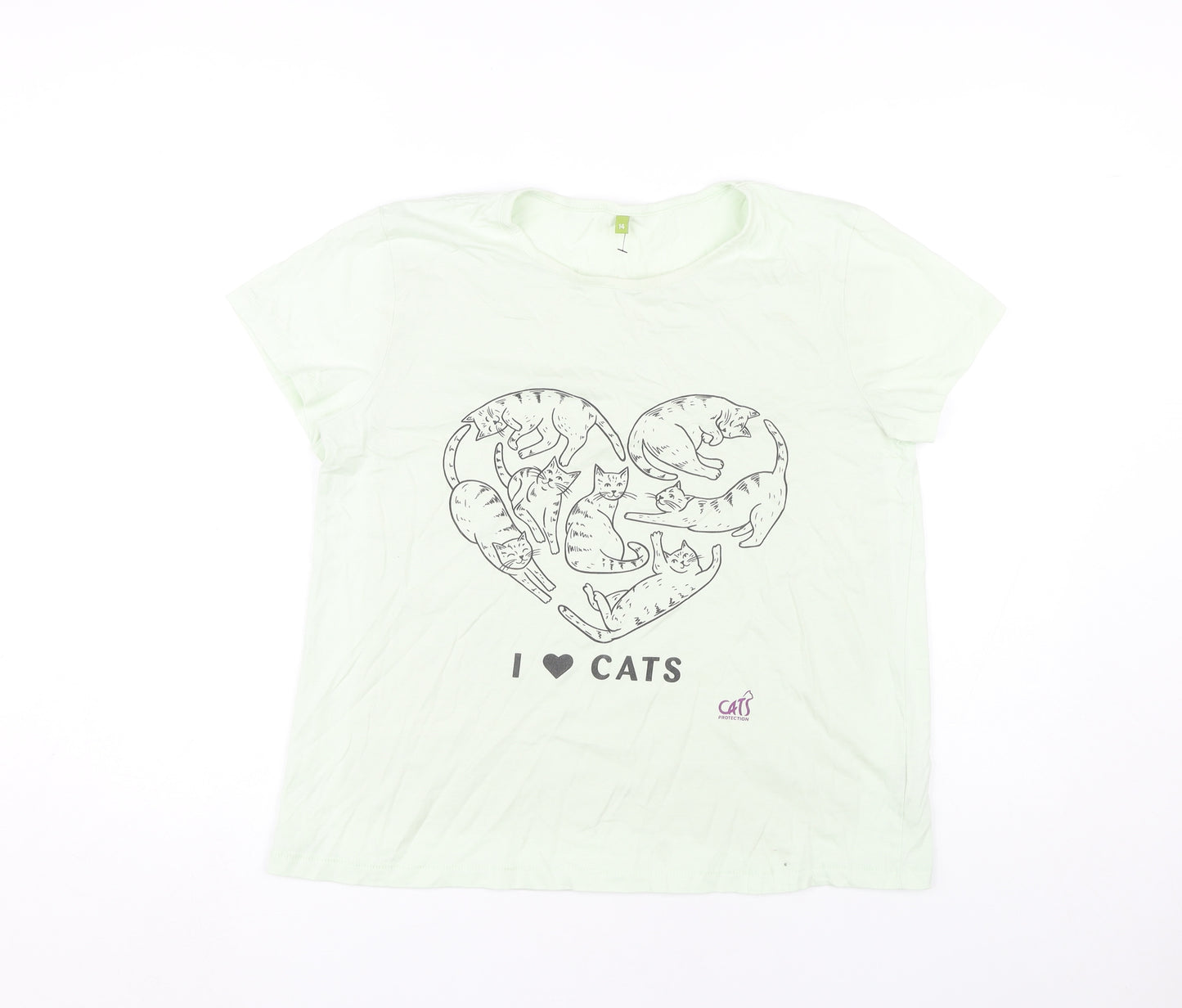 Teemill Women's Cat Print T-Shirt Size 14